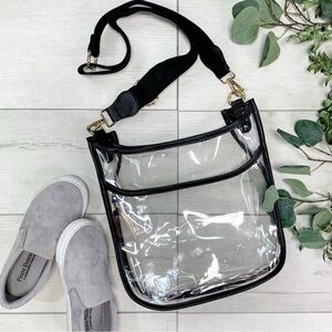 Clear Black Trim Crossbody Bag